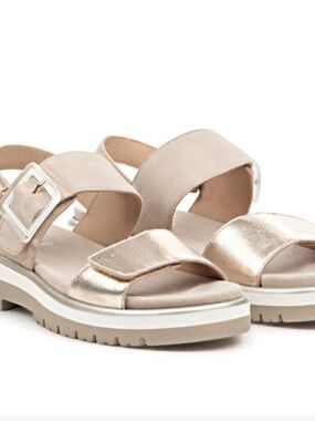 Ara soft Metallic Gold and beige Nude Platform Sandals